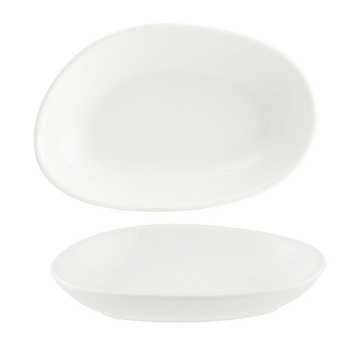 Соусник  70 мл. 120*80 мм. h=22 мм. овальный Белый, форма Ваго волнистый край Bonna /1/12/