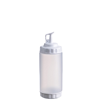 Емкость для соуса  500 мл. d=70 мм. h=200 мм. с 2 крышками прозрачная, крышки белые GP /1/96/