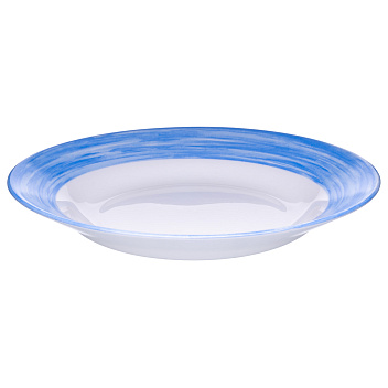 Тарелка d=225 мм. глубокая голубой край Браш /1/6/24/ АКЦИЯ