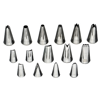 Набор кондитерских насадок 15 шт нерж. для кремовых роз и пионов /1/