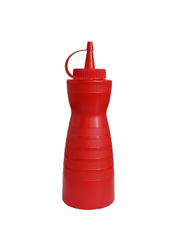 Емкость для соуса  700 мл. d=82 мм. h=238 мм. фигурная с крышкой красная MGprof /1/24/