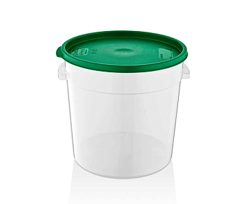 Контейнер для продуктов круглый 17 л. d=30 см. h=30 см., с мерной шкалой, прозрачный, п/п, без крышки (крышка 76740, 76739, 76738, 76741) GP /1/6/ ТП