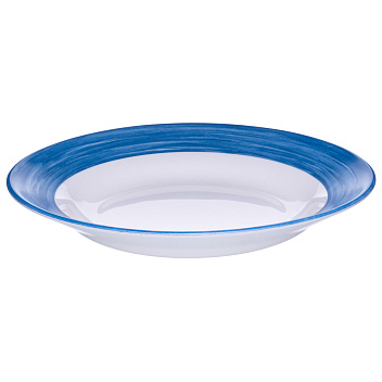 Тарелка d=225 мм. глубокая синий край Браш /1/6/24/ АКЦИЯ