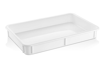 Контейнер для теста 600*400* 75 мм. (-20/+70℃) прямой, сплошной, мороз-кий, белый полиэт.(крышка 76803) GP /1/6/