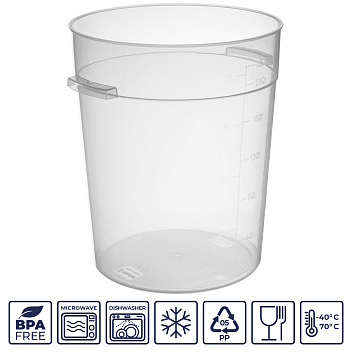 Контейнер для продуктов круглый 20,82 л. d=31 см. h=37,5 см., с мерной шкалой, прозрачный, п/п, без крышки (крышка 76740, 76739, 76738, 76741) GP /1/6/