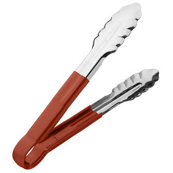 Щипцы универсальные 24 см. нерж. красная ручка MGsteel /1/120/