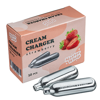 Баллончики для сифона для взбивания сливок (N2O) 10 шт/уп. вкус клубника MasterWhip /1/36/