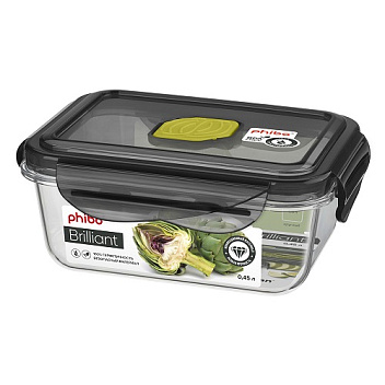 Контейнер для продуктов прямоуг.  0,45 л. 13*10*5 см.  герметичный с клапаном 