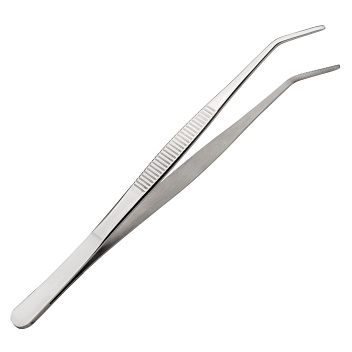 Щипцы (пинцет) 20 см. прямые, изогнутый кончик, нерж. MGsteel /1/100/