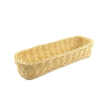 Лоток для столовых приборов (органайзер) 27*9*5,5 см. прямоуг.бежевая полиротанг MGprof/1/50/