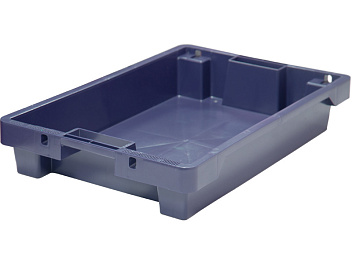 Ящик 600*400*100 мм. для мяса конусный сплошной, синий /1/