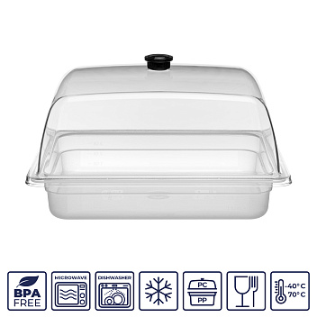 Крышка для гастроем., подносов 1/2 32,5*26,5 см. h=12,5 см. поликарбонат, прозрачная GP/1/12/